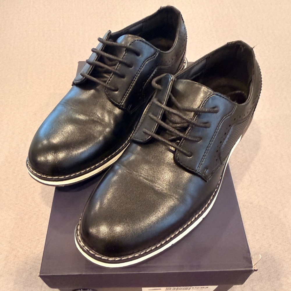 Kids’ Black Lace-Up Dress Casual Shoes